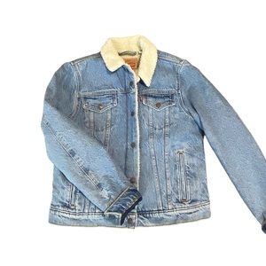 Levi’s Sherpa Lined Denim Jacket Button Up Coat Women’s Size Large